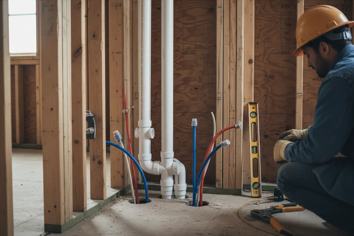 Drain and supply rough-in during Leak Detection in Valparaiso